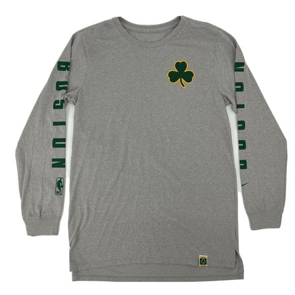 Nike Boston Celtics Shirt Men's S Gray The Nike Tee Long Sleeve Crew Neck NBA - Picture 1 of 11
